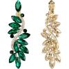 imageBriLove Womens Wedding Bridal Crystal Multi Marquise Filigree Flower Chandelier ClipOn Dangle EarringsEmerald Color GoldTone