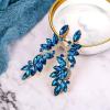 imageBriLove Womens Wedding Bridal Crystal Multi Marquise Filigree Flower Chandelier ClipOn Dangle EarringsLondon Blue Topaz Color GoldTone