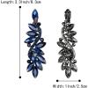 imageBriLove Womens Wedding Bridal Crystal Multi Marquise Filigree Flower Chandelier ClipOn Dangle EarringsNavy Blue BlackTone