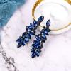 imageBriLove Womens Wedding Bridal Crystal Multi Marquise Filigree Flower Chandelier ClipOn Dangle EarringsNavy Blue BlackTone