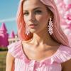 imageBriLove Womens Wedding Bridal Crystal Multi Marquise Filigree Flower Chandelier ClipOn Dangle EarringsPink Tourmaline Color GoldTone
