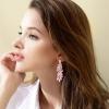 imageBriLove Womens Wedding Bridal Crystal Multi Marquise Filigree Flower Chandelier ClipOn Dangle EarringsPink Tourmaline Color GoldTone