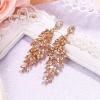 imageBriLove Womens Wedding Bridal Crystal Multi MarquiseShape Leaf Cluster Chandelier Dangle EarringsChampagne GoldTone