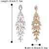 imageBriLove Womens Wedding Bridal Crystal Multi MarquiseShape Leaf Cluster Chandelier Dangle EarringsClear GoldTone
