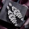 imageBriLove Womens Wedding Bridal Crystal Multi MarquiseShape Leaf Cluster Chandelier Dangle EarringsClear SilverTone