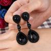 imageBriLove Womens Wedding Bridal Crystal Teardrop Infinity Figure 8 Dangle EarringsBlack BlackTone