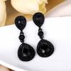 imageBriLove Womens Wedding Bridal Crystal Teardrop Infinity Figure 8 Dangle EarringsBlack BlackTone