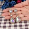 imageBriLove Womens Wedding Bridal Crystal Teardrop Infinity Figure 8 Dangle EarringsIridescent AB GoldTone