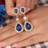 imageBriLove Womens Wedding Bridal Crystal Teardrop Infinity Figure 8 Dangle EarringsNavy Blue GoldTone