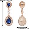 imageBriLove Womens Wedding Bridal Crystal Teardrop Infinity Figure 8 Dangle EarringsNavy Blue GoldTone