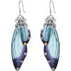 imageBriLove Butterfly Wing Hook Earrings Elegant Crystal Insect Dragonfly Drop Dangle Jewelry for WomenBlue Topaz SilverTone