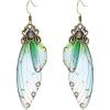 imageBriLove Butterfly Wing Hook Earrings Elegant Crystal Insect Dragonfly Drop Dangle Jewelry for WomenGreen Camo Antiqued GoldTone