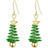 imageBriLove Christmas Tree Earrings for Women Lovely Cute Enamel Hook Dangle Earring for Party Prom AccessoriesGreen GoldTone