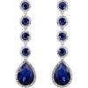 imageBriLove Womens Elegant Wedding Bridal Crystal Beaded Teardrop Chandelier Dangle Earrings05Navy Blue SilverTone