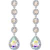 imageBriLove Womens Elegant Wedding Bridal Crystal Beaded Teardrop Chandelier Dangle Earrings06Iridescent AB SilverTone