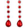 imageBriLove Womens Elegant Wedding Bridal Crystal Beaded Teardrop Chandelier Dangle Earrings07Ruby Color SilverTone