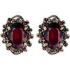 imageBriLove Womens Victorian Style Crystal Floral Scroll Cameo Inspired Oval Stud EarringsAmethyst Color AntiqueGoldTone
