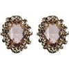 imageBriLove Womens Victorian Style Crystal Floral Scroll Cameo Inspired Oval Stud EarringsChampagne AntiqueGoldTone