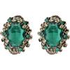 imageBriLove Womens Victorian Style Crystal Floral Scroll Cameo Inspired Oval Stud EarringsEmerald Color AntiqueGoldTone