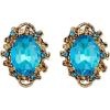 imageBriLove Womens Victorian Style Crystal Floral Scroll Cameo Inspired Oval Stud EarringsLight Blue AntiqueGoldToned