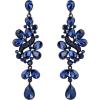 imageBriLove Womens Victorian Style Crystal Wedding Bridal Cluster Leaves Teardrop Dangle EarringsNavy Blue BlackTone