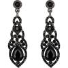 imageBriLove Womens Wedding Bridal Crystal Art Deco Teardrop Hollow Chandelier Dangle EarringsBlack BlackTone