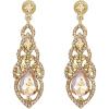 imageBriLove Womens Wedding Bridal Crystal Art Deco Teardrop Hollow Chandelier Dangle EarringsChampagne GoldTone