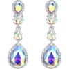 imageBriLove Womens Wedding Bridal Crystal Marquise Leaf Teardrop Chandelier Dangle EarringsClear AB SilverTone