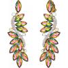 imageBriLove Womens Wedding Bridal Crystal Multi Marquise Filigree Flower Chandelier ClipOn Dangle EarringsVitrail Medium GoldTone