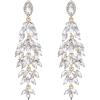 imageBriLove Womens Wedding Bridal Crystal Multi MarquiseShape Leaf Cluster Chandelier Dangle EarringsClear GoldTone