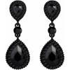 imageBriLove Womens Wedding Bridal Crystal Teardrop Infinity Figure 8 Dangle EarringsBlack BlackTone