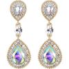 imageBriLove Womens Wedding Bridal Crystal Teardrop Infinity Figure 8 Dangle EarringsIridescent AB GoldTone