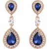 imageBriLove Womens Wedding Bridal Crystal Teardrop Infinity Figure 8 Dangle EarringsNavy Blue GoldTone