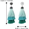 imageBriLove Green Tassel Earrings for Women Bohemian Boho Ombre Layered Fringe Thread Chandelier Black Crystal Dangle Turquoise Color SilverTone