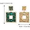 imageBriLove St Patricks Day Earrings Art Deco Sparkly Rhinestone Geometric Emerald Cut Statement Dangle Jewelry for Women Green GoldTone