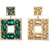 imageBriLove St Patricks Day Earrings Art Deco Sparkly Rhinestone Geometric Emerald Cut Statement Dangle Jewelry for Women Green GoldTone