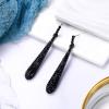 imageBriLove Wedding Bridal Elegant Crystal Beaded Teardrop Long Dangle Earrings for WomenBlack BlackTone