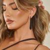 imageBriLove Wedding Bridal Elegant Crystal Beaded Teardrop Long Dangle Earrings for WomenBlack BlackTone
