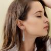 imageBriLove Wedding Bridal Elegant Crystal Beaded Teardrop Long Dangle Earrings for WomenClear SilverTone