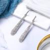 imageBriLove Wedding Bridal Elegant Crystal Beaded Teardrop Long Dangle Earrings for WomenClear SilverTone