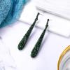imageBriLove Wedding Bridal Elegant Crystal Beaded Teardrop Long Dangle Earrings for WomenEmerald Color BlackTone