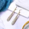 imageBriLove Wedding Bridal Elegant Crystal Beaded Teardrop Long Dangle Earrings for WomenIridescent AB GoldTone