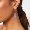 imageBriLove Wedding Bridal Elegant Crystal Beaded Teardrop Long Dangle Earrings for WomenPurple SilverTone
