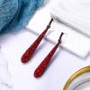 imageBriLove Wedding Bridal Elegant Crystal Beaded Teardrop Long Dangle Earrings for WomenRuby Color BlackTone