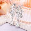 imageBriLove Womens Bohemian Boho Crystal Flower Wedding Bridal Chandelier Teardrop Bling Dangle Earrings01Clear SilverTone