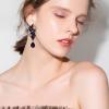 imageBriLove Womens Bohemian Boho Crystal Flower Wedding Bridal Chandelier Teardrop Bling Dangle Earrings02Amethyst Color GoldTone
