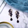 imageBriLove Womens Bohemian Boho Crystal Flower Wedding Bridal Chandelier Teardrop Bling Dangle Earrings02Amethyst Color GoldTone