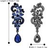 imageBriLove Womens Bohemian Boho Crystal Flower Wedding Bridal Chandelier Teardrop Bling Dangle Earrings03Navy Blue BlackTone