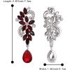 imageBriLove Womens Bohemian Boho Crystal Flower Wedding Bridal Chandelier Teardrop Bling Dangle Earrings04Deep Red SilverTone