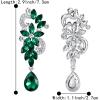 imageBriLove Womens Bohemian Boho Crystal Flower Wedding Bridal Chandelier Teardrop Bling Dangle Earrings05Emerald Color SilverTone